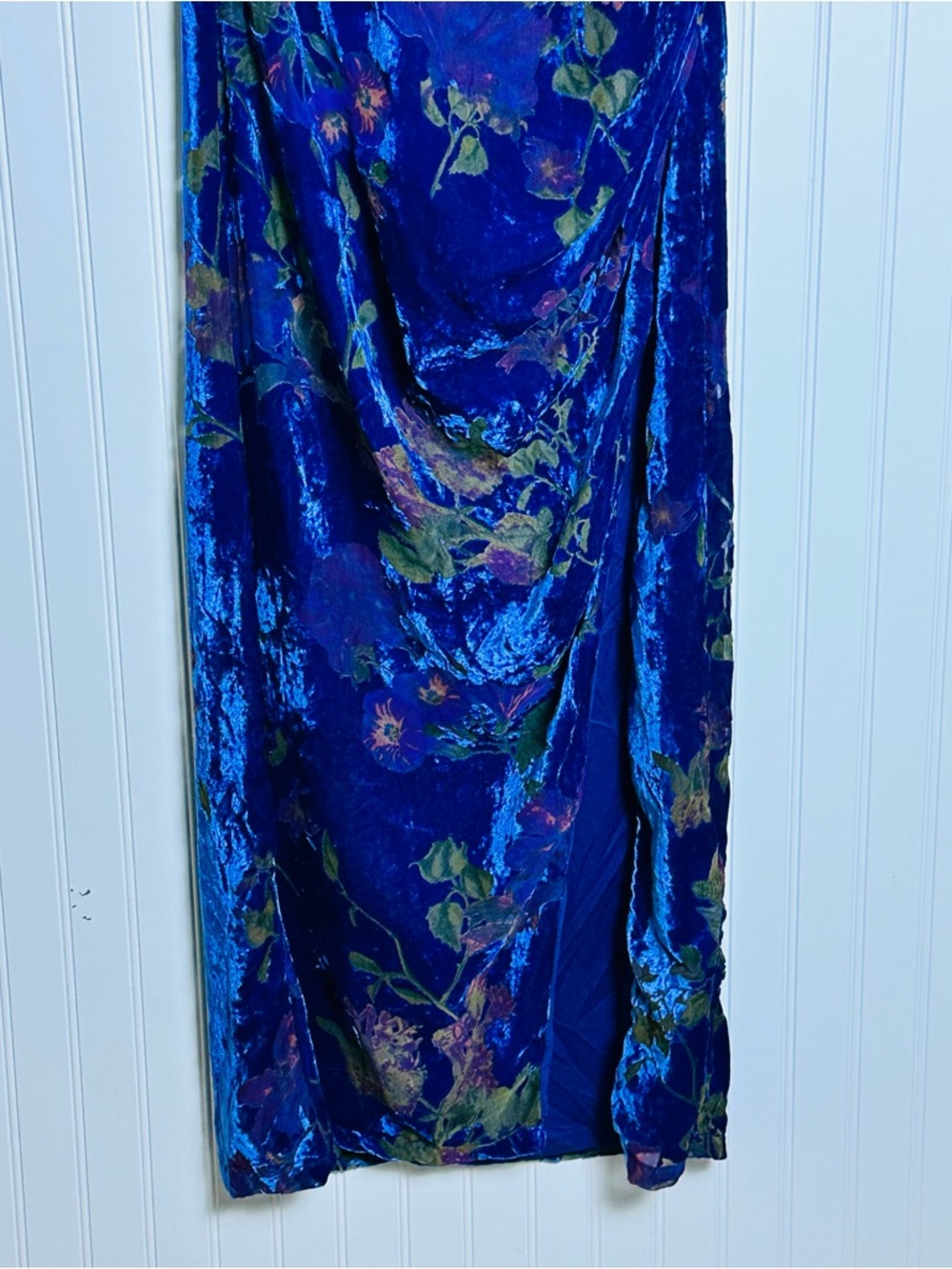 Lulu's Exquisite Blue Floral Burnout Velvet Strapless Maxi Dress M NWT NightOut - Picture 9 of 16